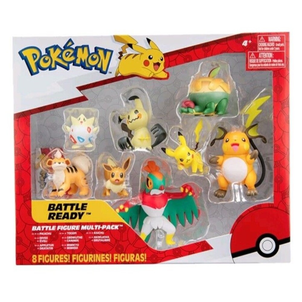 Pokemon Battle Ready Figure 8-Pack Jazwares Pikachu Eevee Raichu NEW PKW2687 NIB